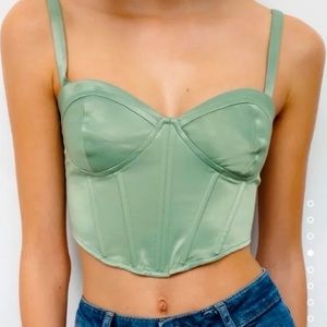 zara seafoam green bustier
